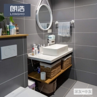 朗浩北欧卫生间瓷砖厨房防滑地板砖浴室厕所墙砖洗手间磁砖仿古砖 8014...